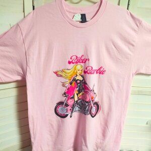 Gildan Pink custom Designed Barbie Motorcycle Graphic Tee